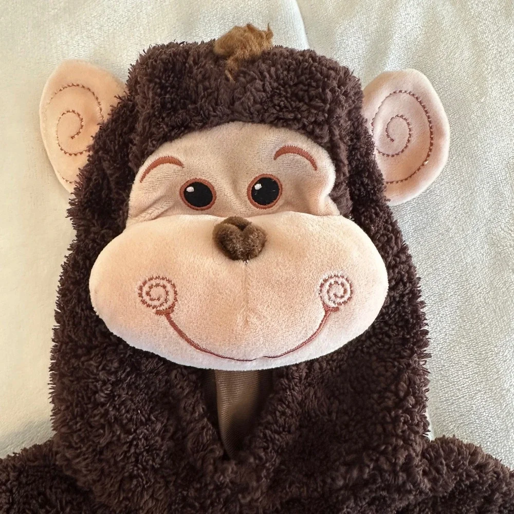 Koala Kids Brown Monkey Costume Hooded One Piece‎ Jumpsuit 12 Months